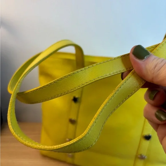 Furla Yellow Leather Tote Bag Made in Italy Heart Star Studded Shoulder Bag - Picture 7 of 14